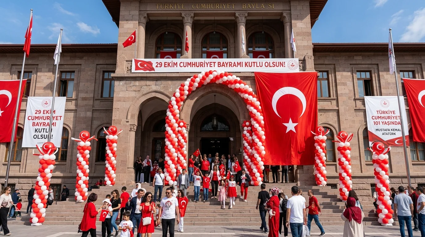 29 Ekim Cumhuriyet Bayramı Törenleri İçin Kırmızı Beyaz Balon Süsleme